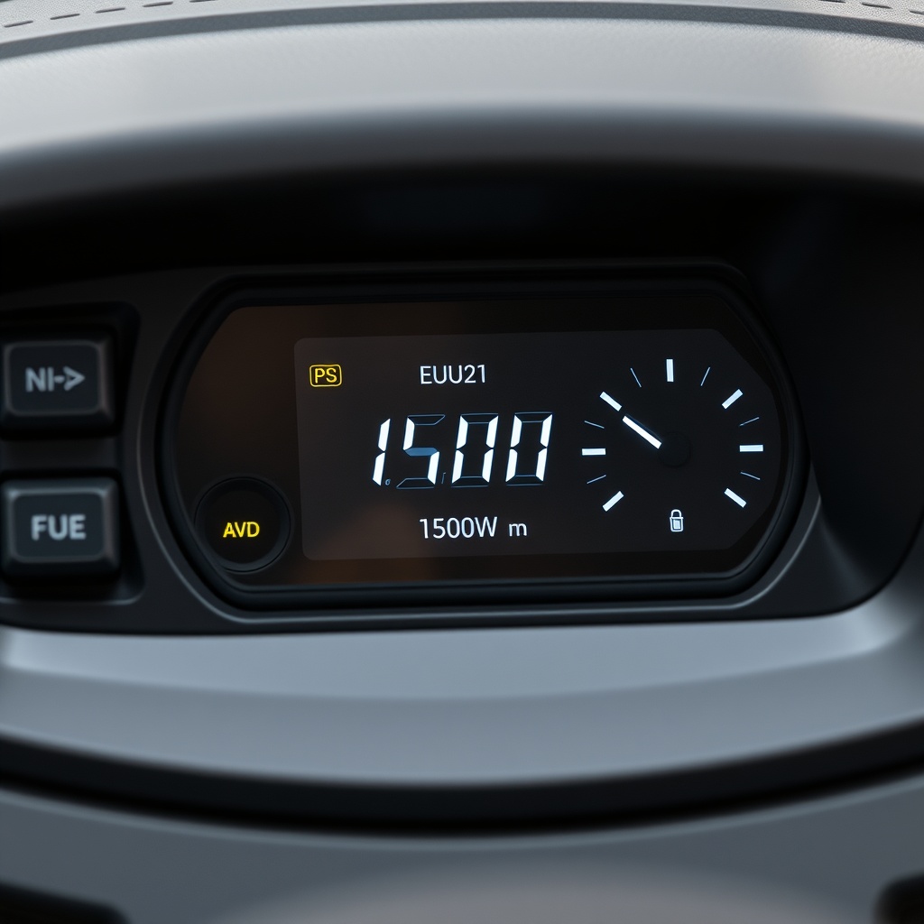 <a close-up of the Honda EU22i control panel showing a wattmeter reading 1500W and fuel ga