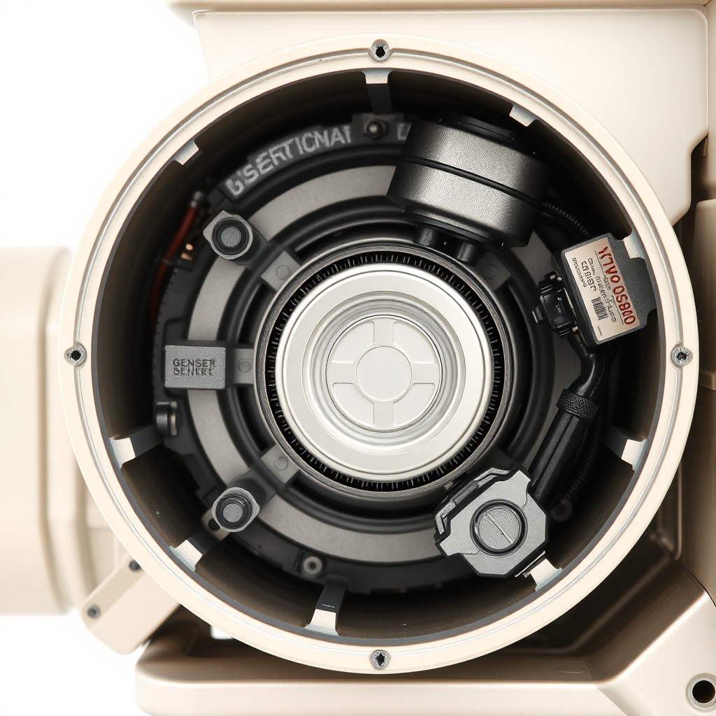 A photorealistic interior shot of a generator's motor mechanism with a clean filter and oi