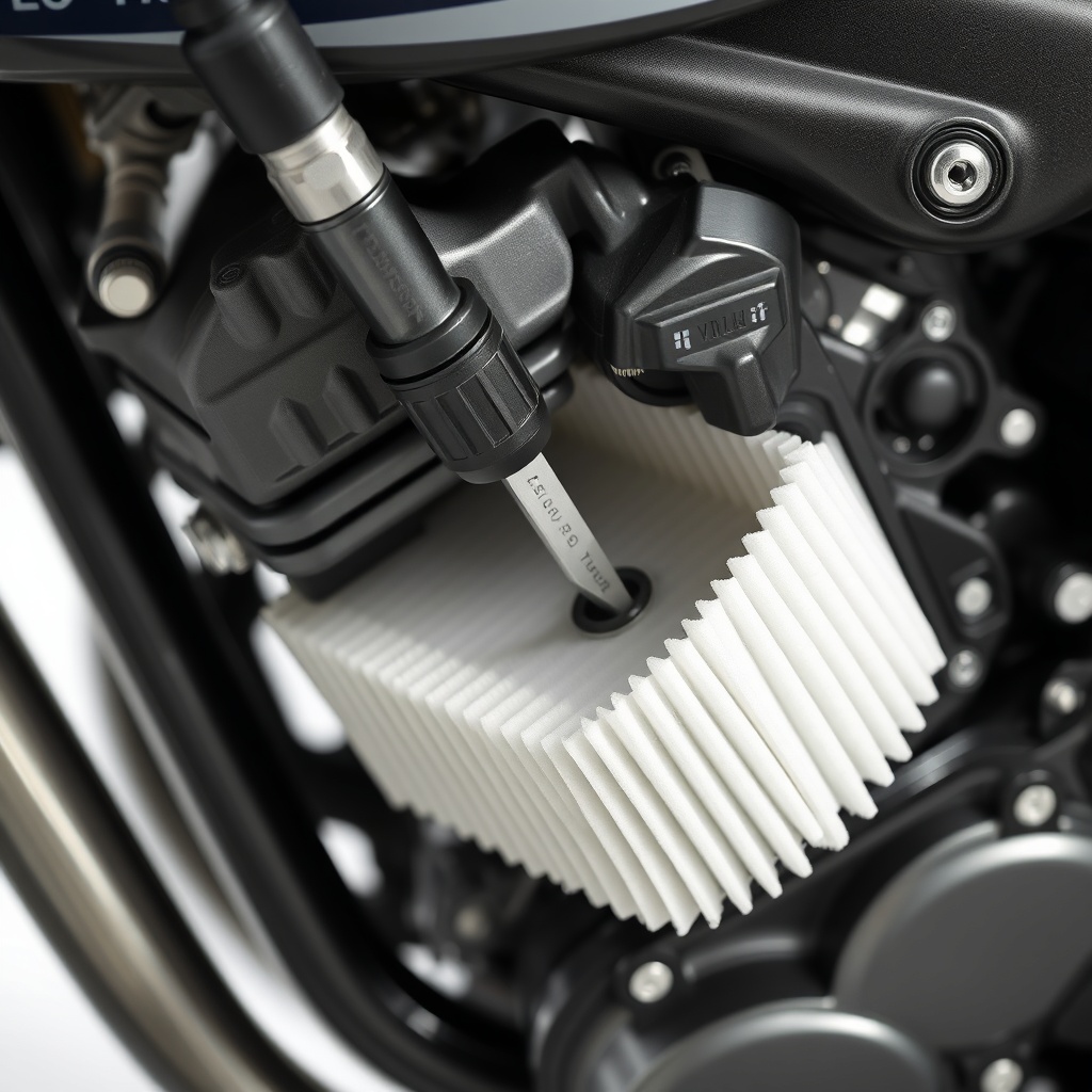 Detailed shot of Yamaha EF2000iSv2 air filter removal process with tool visible