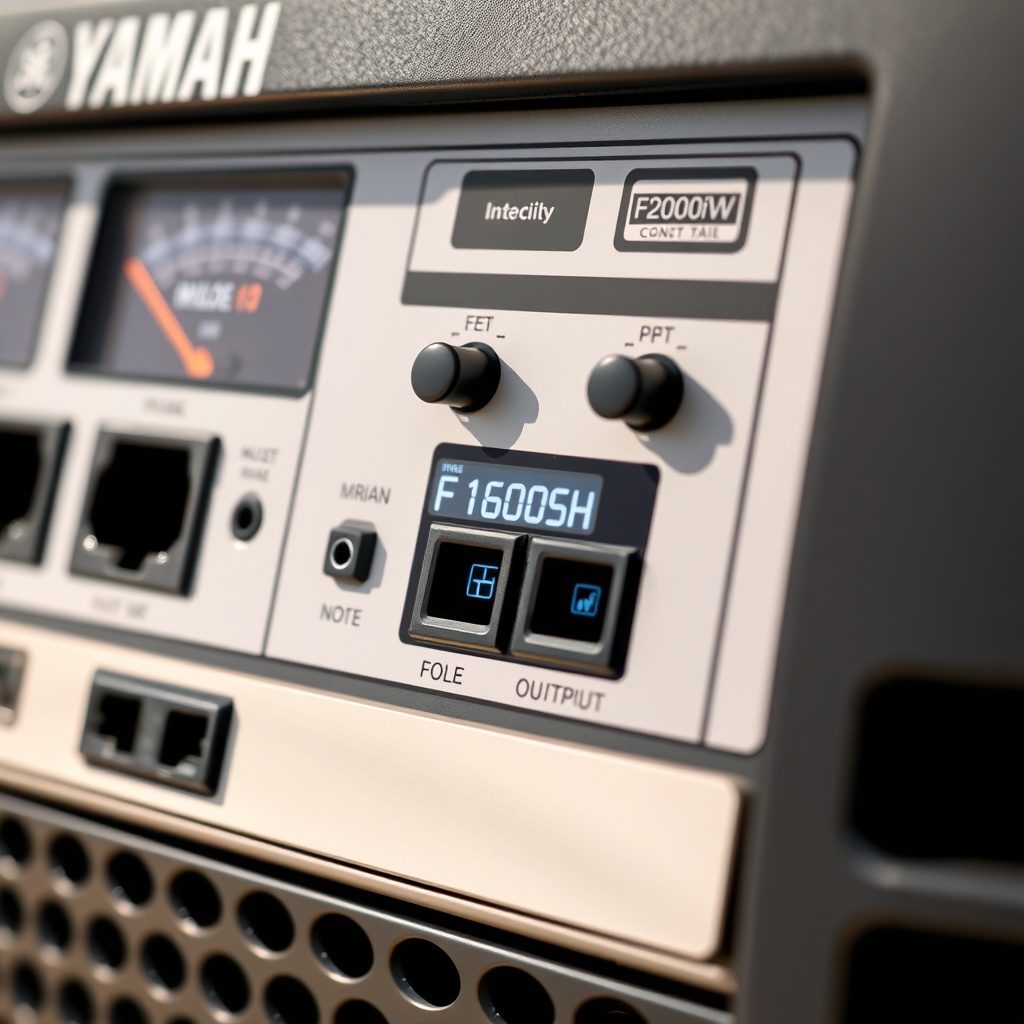 Close-up of Yamaha EF2000iSv2 control panel with power meters and outlets