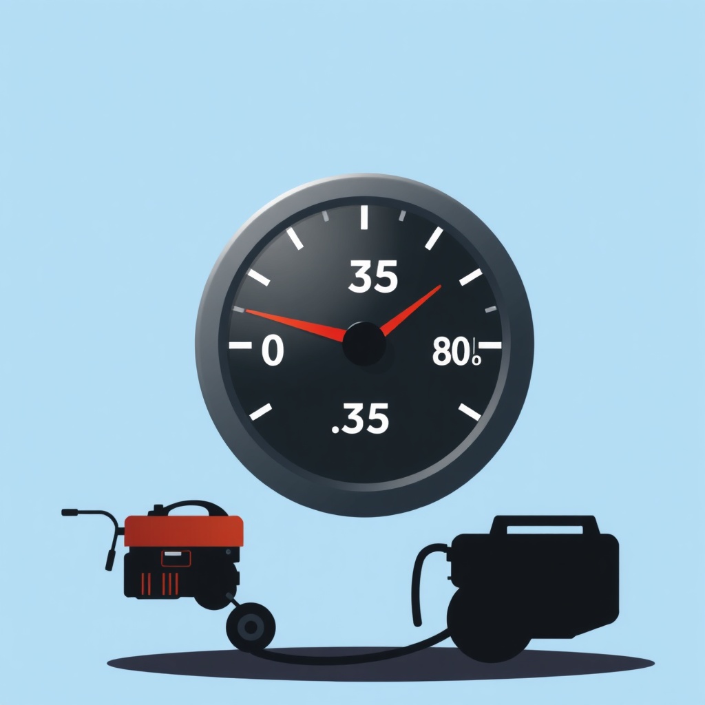 A simple illustration of a fuel gauge with numbers 0